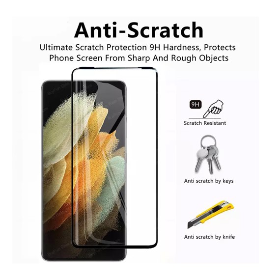 CaseUp Samsung Galaxy S21 Ultra Tam Kapatan Ekran Koruyucu Siyah 3